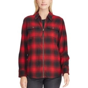 Women's Chaps Plaid Zip-Front Shirt